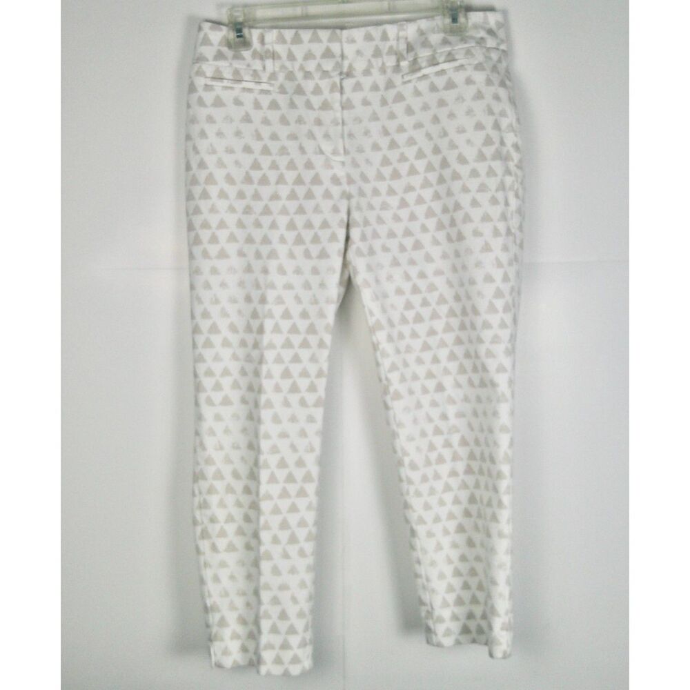 ANNE TAYLOR LOFT WOMEN CREAM & TAN CAPRI PANTS. SIZE 6P